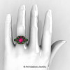 Art Masters Classic 14K Green Gold 2.0 Ct Pink Sapphire Engagement Ring Wedding Ring R298-14KGGPS-4