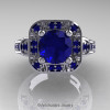 Art Masters Classic 14K White Gold 2.0 Ct Blue Sapphire Engagement Ring Wedding Ring R298-14KWGBS-3