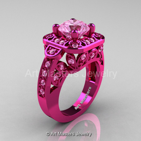 Art Masters Classic 14K Fuchsia Pink Gold 2.0 Ct Light Pink Sapphire Engagement Ring Wedding Ring R298-14KFPGLPS-1