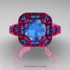 Art Masters Classic 14K Fuchsia Pink Gold 2.0 Ct Swiss Blue Topaz Engagement Ring Wedding Ring R298-14KFPGBT-3