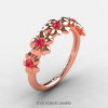 Summer Collection 14K Rose Gold Pink Sapphire Five Petal Flower Wedding Band NN109B-14KRGPS-3