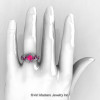 Nature Classic 14K White Gold 1.0 Ct Pink Sapphire Leaf and Vine Engagement Ring R340S-14KWGPS-3