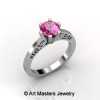 14K White Gold New Fashion Gorgeous Solitaire 1.0 Carat Pink Sapphire Bridal Wedding Ring Engagement Ring R26N-14KWGPS-2