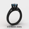 14K Black Gold New Fashion Gorgeous Solitaire 1.0 Carat Aquamarine Bridal Wedding Ring Engagement Ring R26N-14KBGAQ-2