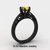 14K Black Gold New Fashion Gorgeous Solitaire 1.0 Carat Yellow Sapphire Bridal Wedding Ring Engagement Ring R26N-14KBGYS-2