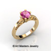 14K Yellow Gold New Fashion Gorgeous Solitaire 1.0 Carat Pink Sapphire Bridal Wedding Ring Engagement Ring R26N-14KYGPS-2