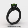 14K Black Gold New Fashion Gorgeous Solitaire 1.0 Carat Peridot Bridal Wedding Ring Engagement Ring R26N-14KBGP-2