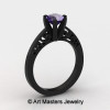 14K Black Gold New Fashion Gorgeous Solitaire 1.0 Carat Amethyst Bridal Wedding Ring Engagement Ring R26N-14KBGAM-2