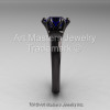Modern Antique 14K Black Gold 1.5 Carat Blue Sapphire Solitaire Engagement Ring AR127-14KBGBS-4