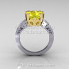 Modern Vintage 14K Two Tone Gold 3.0 Carat Yellow and White Diamond Solitaire Ring R102-14KTTGDYD-2