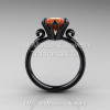 Modern Antique 14K Black Gold 1.5 Carat Orange Sapphire Solitaire Engagement Ring AR127-14KBGOS-2