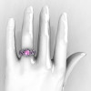 Nature Classic 14K White Gold 1.0 Ct Light Pink Sapphire Diamond Leaf and Vine Engagement Ring R340-14KWGDLPS-3