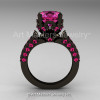 Classic French 14K Black Gold 3.0 Carat Pink Sapphire Solitaire Wedding Ring R401-14KBGPS-2