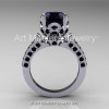 Classic French 10K White Gold 3.0 Carat Black Diamond Solitaire Wedding Ring R401-10KWGBD-2