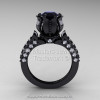 Classic 14K Black Gold 1.0 Ct Black and White Diamond Solitaire Wedding Ring R410-14KBGDBD-2