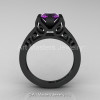 Modern 14K Matte Black Gold 1.0 CT Amethyst Engagement Ring Wedding Ring R36N-14KMBGAM-2