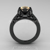 Modern 14K Matte Black Gold 1.0 CT Champagne Diamond Engagement Ring Wedding Ring R36N-14KMBGCHD-2
