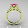Modern Classic 14K Green Gold 1.0 CT Pink Sapphire Engagement Ring Wedding Ring R36N-14KGGPS-2