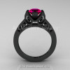 Modern Classic 14K Matte Black Gold 1.0 CT Rose Ruby Engagement Ring Wedding Ring R36N-14KMBGRR-2