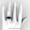 Modern Classic 14K Matte Black Gold 1.0 CT Blue Sapphire Engagement Ring Wedding Ring R36N-14KMBGBS-4
