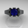 Modern Classic 14K Matte Black Gold 1.0 CT Blue Sapphire Engagement Ring Wedding Ring R36N-14KMBGBS-3