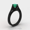 14K Black Gold New Fashion Design Solitaire 1.0 CT Emerald Bridal Wedding Ring Engagement Ring R26A-14KBGEM-2