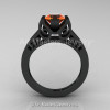 Modern Classic 14K Matte Black Gold 1.0 CT Orange Sapphire Engagement Ring Wedding Ring R36N-14KMBGOS-2