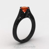 14K Black Gold New Fashion Design Solitaire 1.0 CT Orange Sapphire Bridal Wedding Ring Engagement Ring R26A-14KBGOS-2