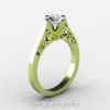 14K Green Gold New Fashion Design Solitaire 1.0 CT White Sapphire Bridal Wedding Ring Engagement Ring R26A-14KGGWS-2