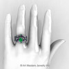 Nature Classic 14K White Gold 1.0 Ct Emerald Amethyst Leaf and Vine Engagement Ring Wedding Band Set R340S-14KWGAMEM-3