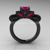 Classic 14K Black Gold 1.0 Ct Pink Sapphire Solitaire Engagement Ring R323-14KBGPS-2