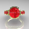 Modern 18K Green Gold 3.0 Ct Rubies Solitaire Wedding Anniversary Ring R325-18KGGR-3