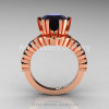 Modern 14K Rose Gold 3.0 Ct Black Diamond Solitaire Wedding Anniversary Ring R325-14KRGBD-2