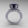 Modern 14K White Gold 3.0 Ct Black Diamond Blue Topaz Solitaire Wedding Anniversary Ring R325-14KWGBTBD-2