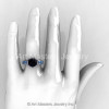 Modern 14K White Gold 3.0 Ct Black Diamond Blue Topaz Solitaire Wedding Anniversary Ring R325-14KWGBTBD-4