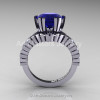 Modern 14K White Gold 3.0 Ct Blue and White Sapphire Solitaire Wedding Anniversary Ring R325-14KWGWSBS-2
