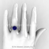Modern 14K White Gold 3.0 Ct Blue and White Sapphire Solitaire Wedding Anniversary Ring R325-14KWGWSBS-4