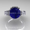 Modern 14K White Gold 3.0 Ct Blue and White Sapphire Solitaire Wedding Anniversary Ring R325-14KWGWSBS-3