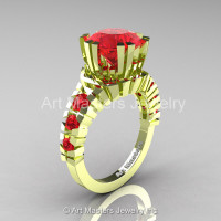 Modern 18K Green Gold 3.0 Ct Rubies Solitaire Wedding Anniversary Ring R325-18KGGR-1