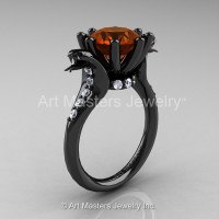 Art Masters Cobra 14K Black Gold 3.0 Ct Brown and White Diamond Engagement Ring R602-14KBGDBRD-1