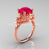 Art Masters Vintage 14K Rose Gold 3.0 Ct Rose Ruby Diamond Wedding Ring Set R167S-14KRGDRR-2