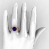 Art Masters Vintage 14K Rose Gold 3.0 Ct Blue Sapphire Diamond Wedding Ring Set R167S-14KRGDBS-5
