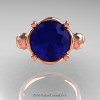 Art Masters Vintage 14K Rose Gold 3.0 Ct Blue Sapphire Diamond Wedding Ring Set R167S-14KRGDBS-4