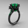 Art Masters Cobra 14K Black Gold 3.0 Ct Emerald Engagement Ring R602-14KBGBEM-3