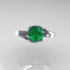Classic 14K White Gold 1.0 Ct Emerald Designer Solitaire Ring R259-14KWGEM-3