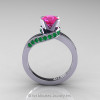 Classic 14K White Gold 1.0 Ct Pink Sapphire Emerald Designer Solitaire Ring R259-14KWGEMPS-2