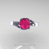 Classic 14K White Gold 1.0 Ct Pink Sapphire Emerald Designer Solitaire Ring R259-14KWGEMPS-3