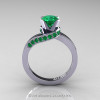 Classic 14K White Gold 1.0 Ct Emerald Designer Solitaire Ring R259-14KWGEM-2