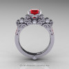 Classic Armenian 950 Platinum 1.0 Ct Princess Rubies Diamond Solitaire Wedding Ring R608-PLATDR-2