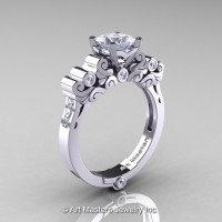Classic Armenian 950 Platinum 1.0 Ct Princess CZ Diamond Solitaire Wedding Ring R608-PLATDCZ-1